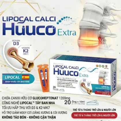 Canxi sinh học LIPOCAL Canxi hữu cơ kết hợp giúp hấp thu tối đa không gây nóng, không gây cặn thận, không táo bón