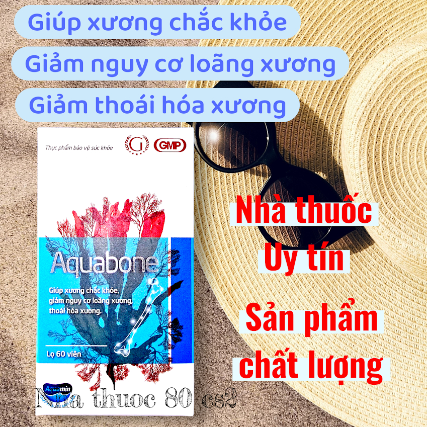 Viên Bổ Sung Canxi Hữu Cơ Tảo Biển AQUABONE 🎯 Giúp Xương Chắc Khỏe, Giảm Loãng Xương 🦴(Lọ 60 viên)